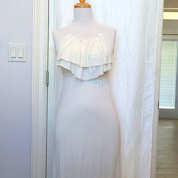Cristinalove White Grecian Halter Maxi Dress - Picture 1 of 7